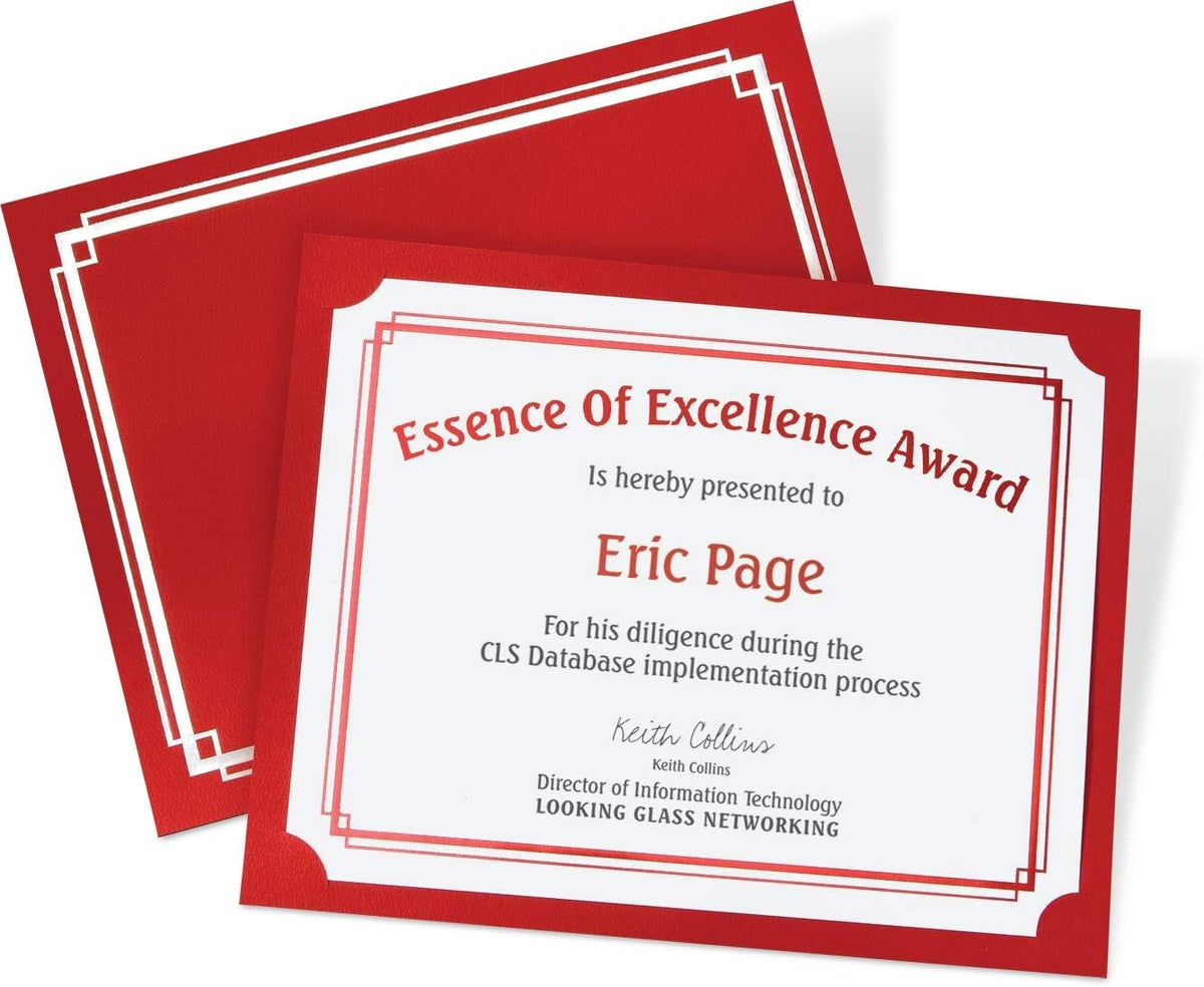 PaperDirect Foil Elegance Specialty Certificates, 50 Sheets of 38lb White Paper, 8½" x 11", Double Red Foil Border, Perfect for Awards, Students, Employees, Volunteers, Course Completion, Diplomas