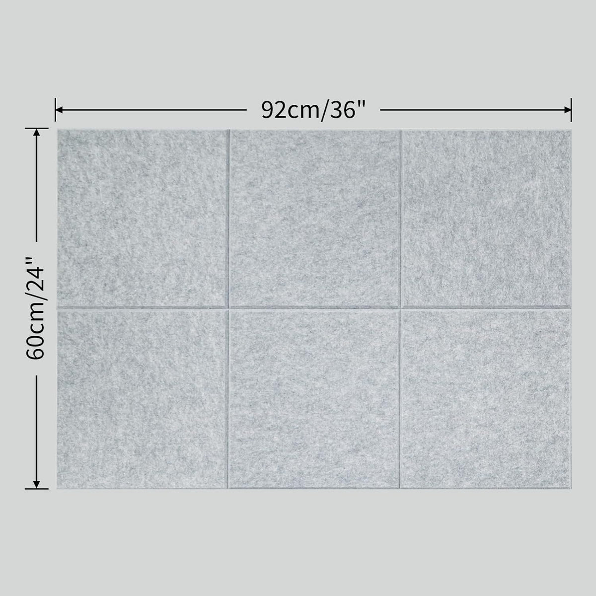 Large Cork Board for Wall 6 Pack, Bulletin Board 36" X 24", Felt Board Wall Tiles with 72 Damage-Free Removable Pads & Push Pins, Alternative Pin Board Cork Board for Office Home, Dark Grey