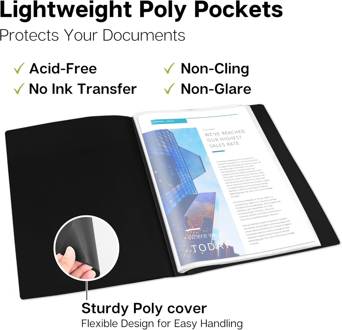 Dunwell Small Presentation Book 5.5x8.5 (2-Pack, Black), 24 Pockets Display 48 Half Size Pages, Plastic Binders with Sleeves, 5.5 x 8.5 Mini Booklets, Acid-Free Poly