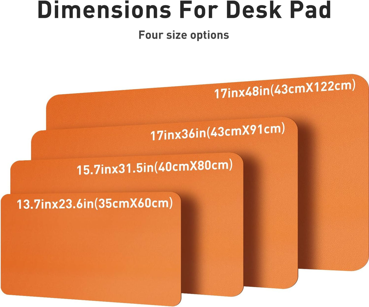 Aothia Leather Desk Pad Protector, Mouse Pad, Office Desk Mat, Non-Slip PU Leather Desk Blotter, Laptop Desk Pad, Waterproof Desk Writing Pad for Office and Home (36" x 17", Hermes Orange)