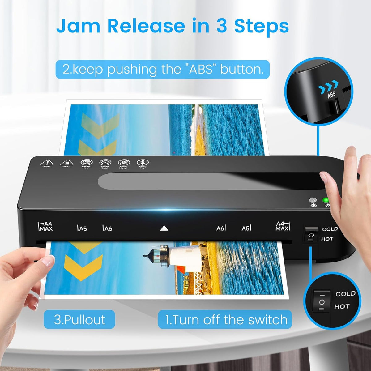 Laminator Machine, A4 Laminators Hot & Cold with 20 Laminating Sheets and Trimmer, 9 Inch Laminating Machine for Office, School, Business and Home