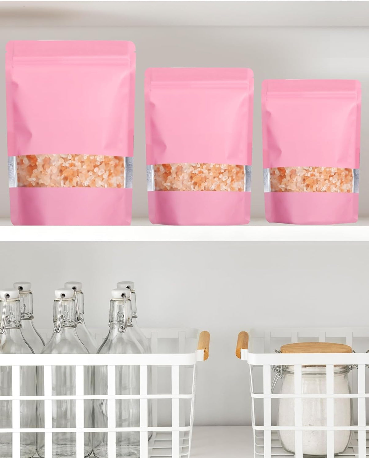 FireKylin 100 Pack Smell Proof Bags 5.9" x 8.6", Resealable Bags with Matte Window, Foil Pouch Stand Up Sealable Bags for Packaging(Pink)