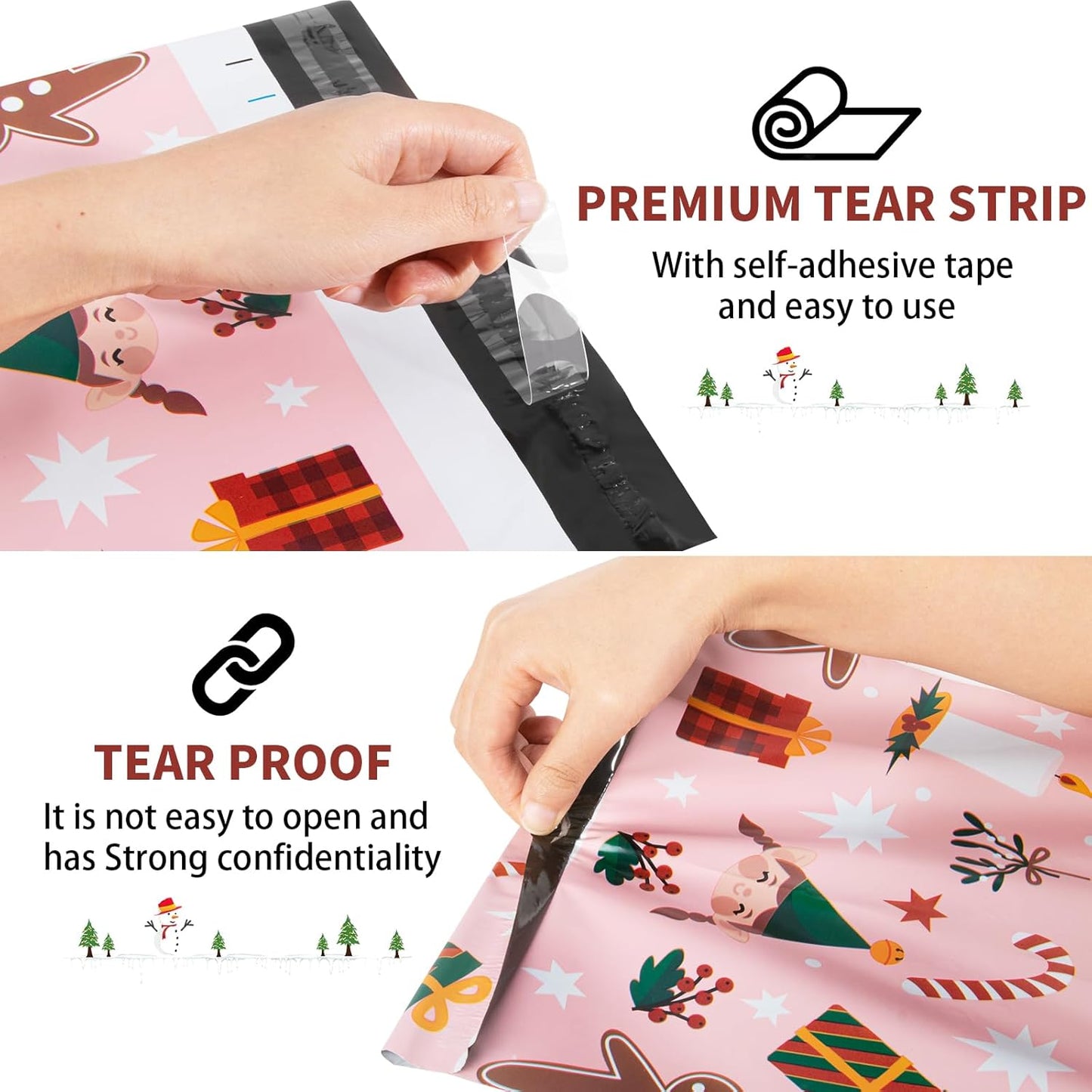 Oududianzi Christmas Poly Mailers 10x13, 100Pack Christmas Shipping Bags, Christmas Mailing Bags, Christmas Mailers Poly Bags for Shipping, Holiday Poly mailers 10x13, Christmas Packaging Bags