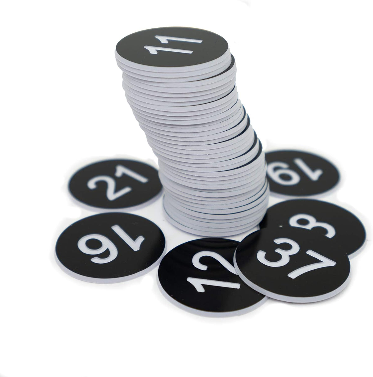 StayMax Plastic Number Tags Engraved Numbered Tags Without Hole (1-200, Black)