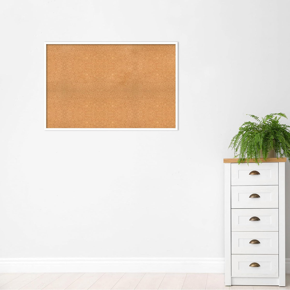 Amanti Art Natural Cork Board for Wall, 31x47 Vision Board with White Frame, Oversize Corkboard Office Decor for Home Organization, Modern Corkboard Pinboard to Display Items for Home Organization in