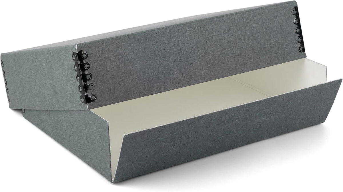 Lineco Museum Archival Storage Box, 16.75x20.75x3 in. Drop Front Design. Acid-Free with Metal Edge. Organize Photos, Pictures, Prints, Documents, Crafts, DIY. Gray, 1 Pack