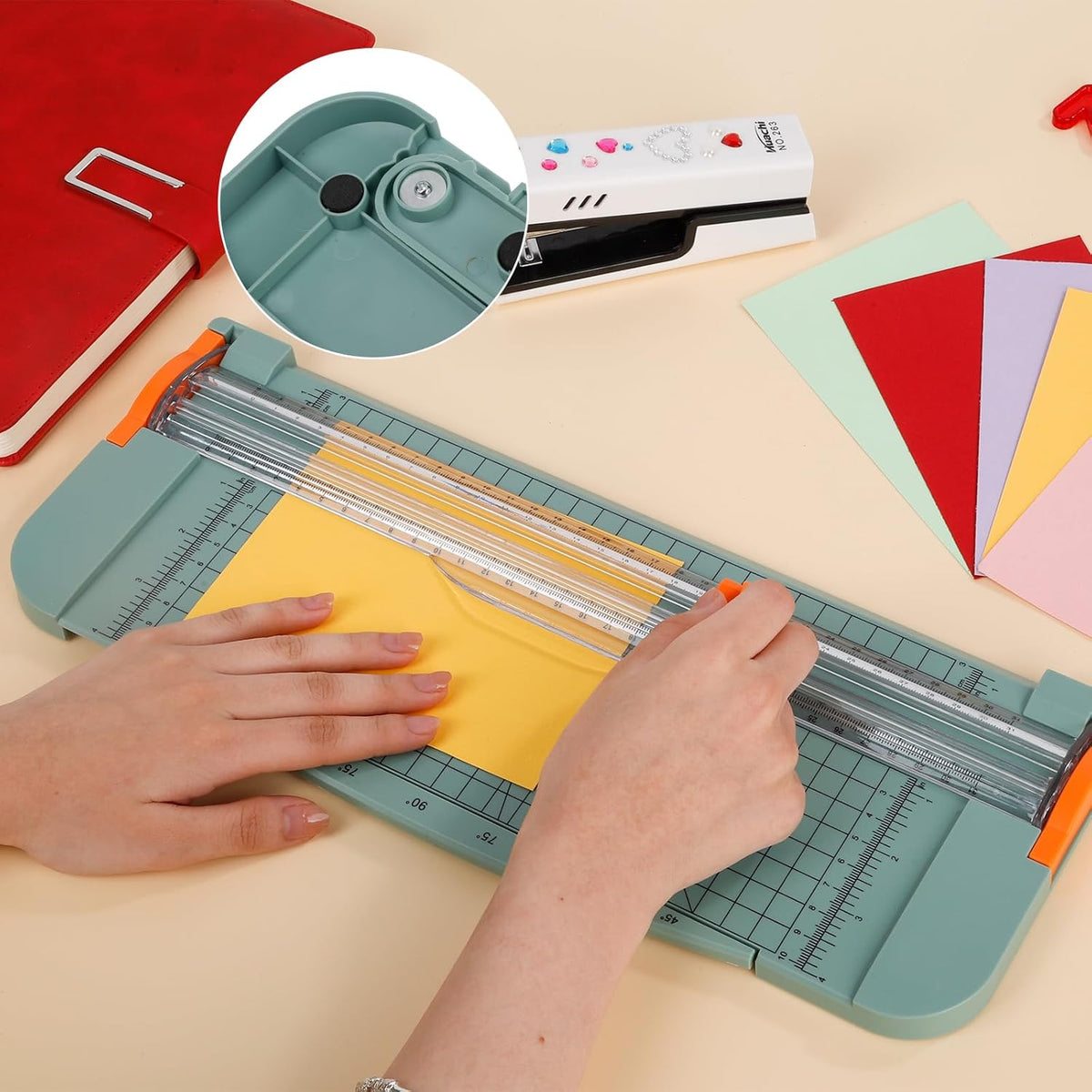 A4 Paper Cutter -12 Inch Paper Trimmer with 2pcs Replacement Blades with Safeguard Side Rulerfor Cut Gift Card,Coupon,Label, Cardstock,Photo