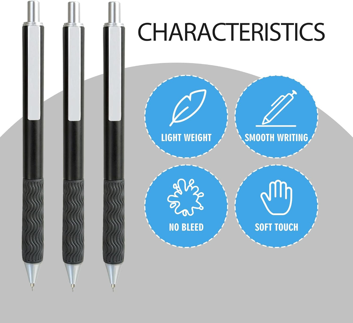 Black Gel Pens, 50 Pack Black Pens Bulk 0.5mm Black ink Fine Tip Pen, Smooth Writing, Click Gel Ink Roller Ball Pen for Office, nurses, families, and school diaries