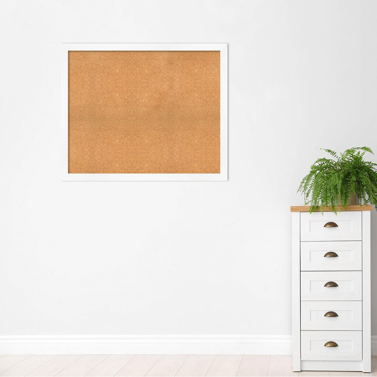 Amanti Art Natural Cork Board for Wall, 37x45 Vision Board with White Frame, Oversize Corkboard Office Decor for Home Organization, Modern Corkboard Pinboard to Display Items for Home Organization in