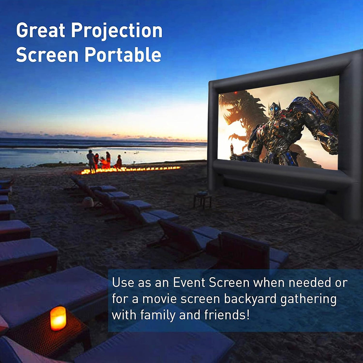 21 feet Inflatable Outdoor Projector Movie Screen - Blow Up Screen for TV & Movies with Blower Portable Projection Screen for Home Theater Outdoor Indoor Support Front & Rear Projection