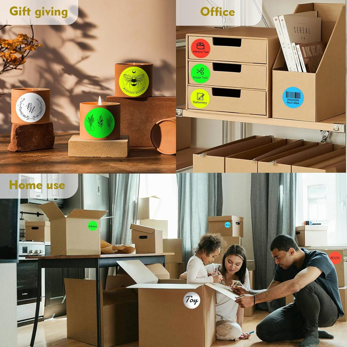 3 X 3 Inch Color Coding Dot Labels Circle Thermal Printable Waterproof 2000 Pcs Round Stickers Adhesive Writable for Office, Home, Garage, DIY Sticker, Barcodes, Name Tag, Fluorescent Yellow