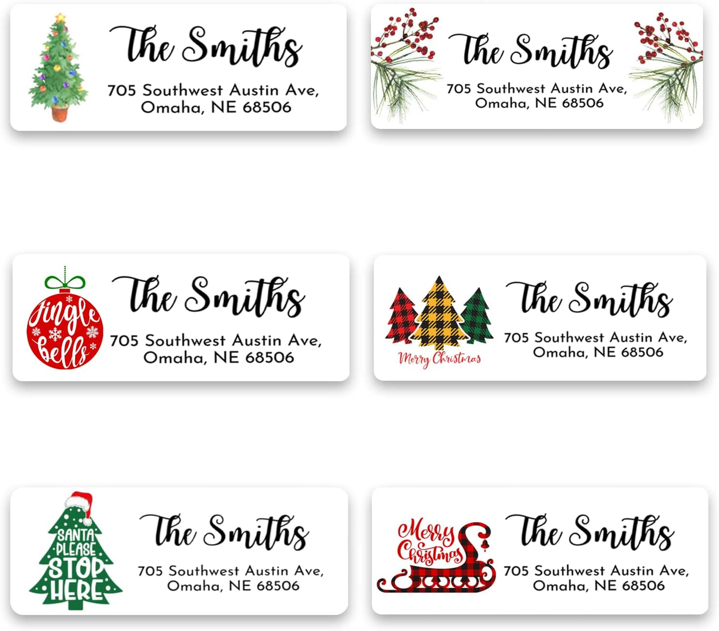 Personalized Christmas Return Address Labels - Custom Holiday Return Address Labels, Set of 120 Self Adhesive Mailing Rectangle Personalized Name Stickers (Pattern 4)