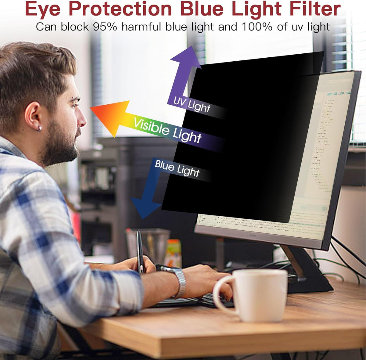 2 Pack 23.8 Inch Privacy Screen for Computer Monitor 16:9 Aspect Ratio, Eye Protection Anti Glare Computer Screen Cover, Removable Anti-Scratch Computer Screen Privacy Shield for 23.8'' Widescreen Monitor