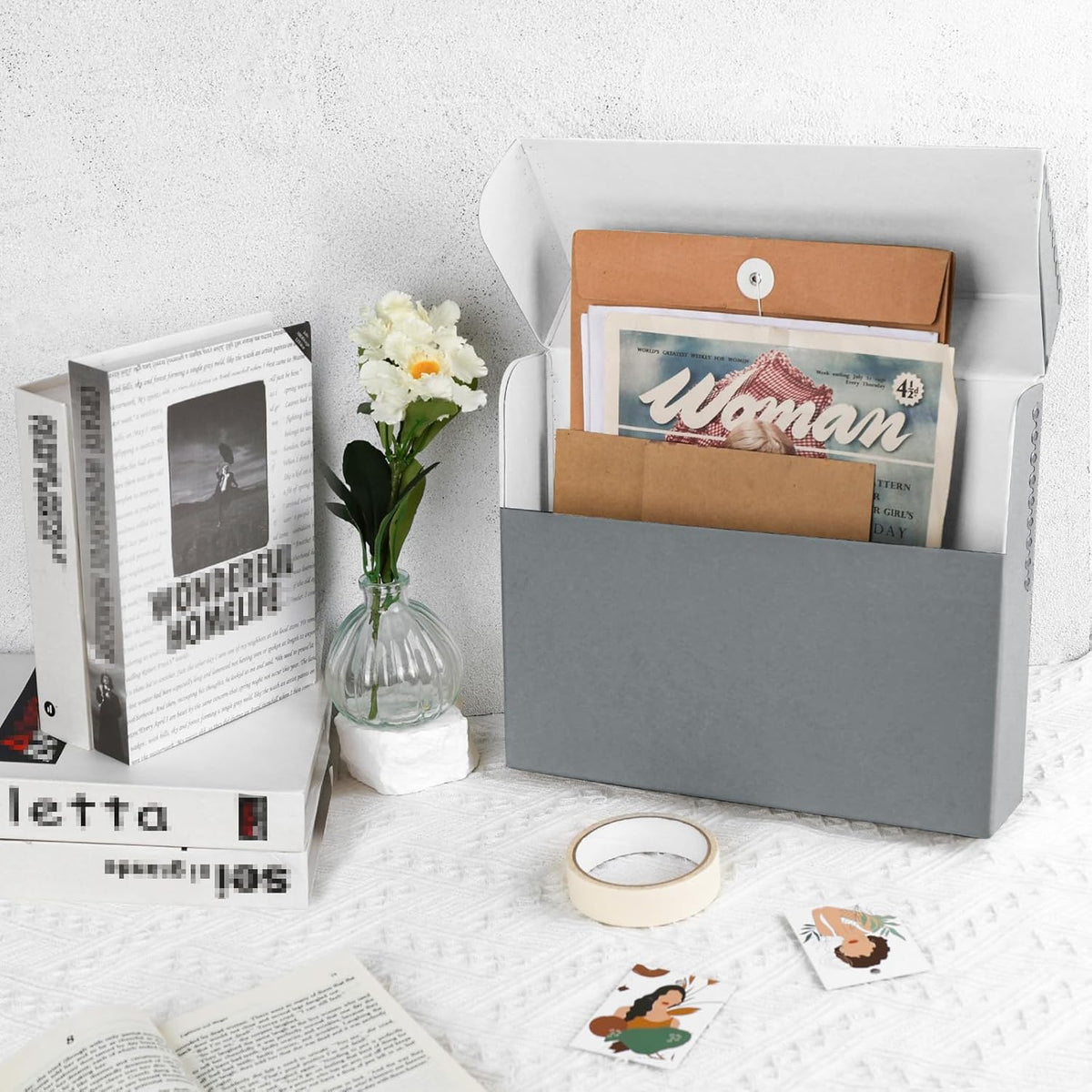 Lineco Archival Document Storage Box with Metal Edge, Acid-Free Gray Boxboard, Organize and Store Files, Prints, Photos, Legal-Sized Case 15.5" x 10.5" x 2.5" Wide, Pack of 2