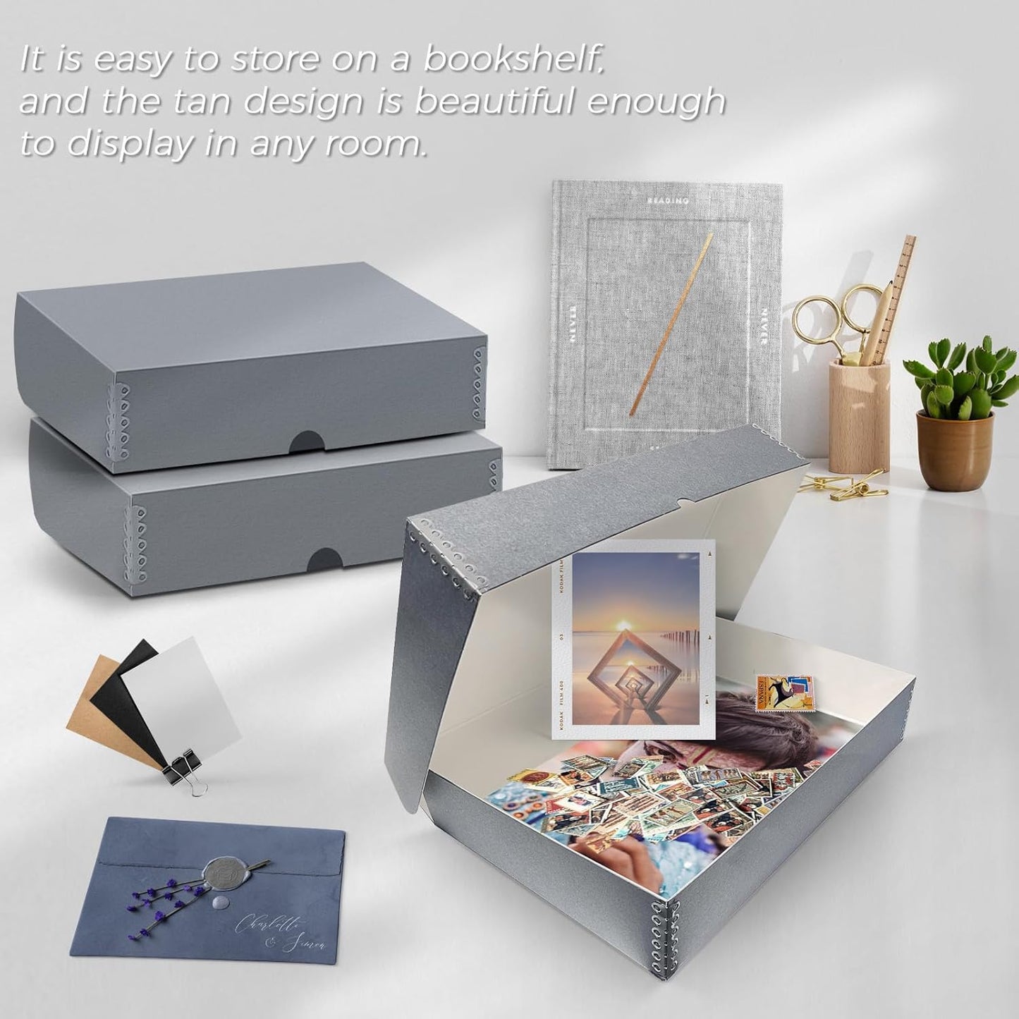 Lineco, 10x15 Clamshell Archival Folio Storage Box, 3" Deep, Acid-Free with Metal Edge Preservation Box. Preserves Picture Magazines Longevity, Organize Photos or Documents, Artwork, DIY