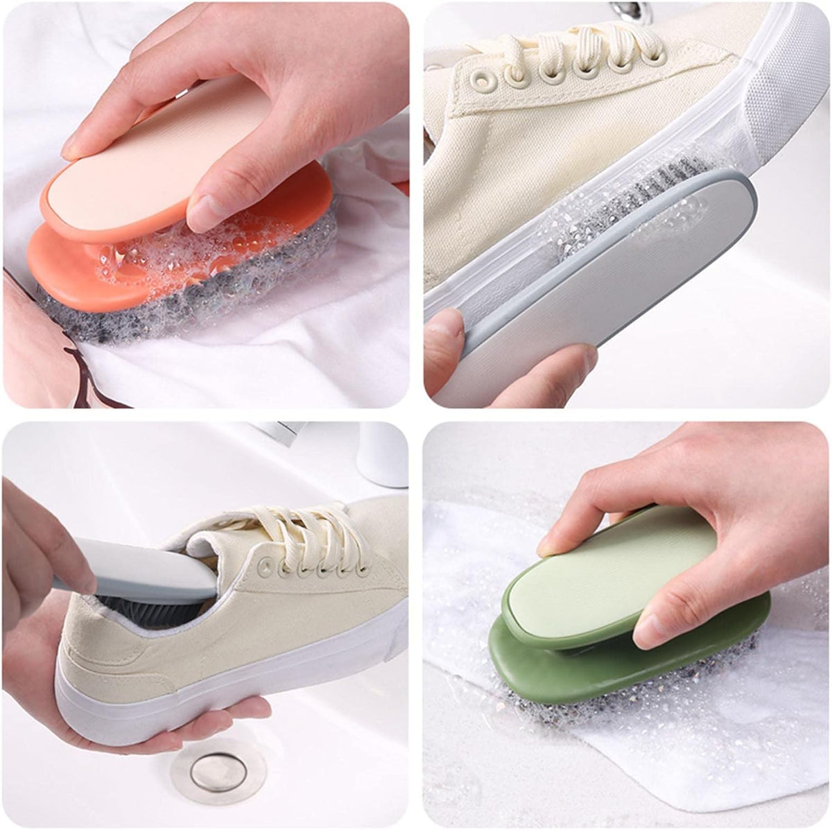 Household Small Scrub Brushes Laundry Cleaning Board Brush Easy Grip Shoe Brush Soft Bristle Brush Household Cleaning Clothes Shoes Scrubbing Cleaning Supplies for Stains 2 Pack