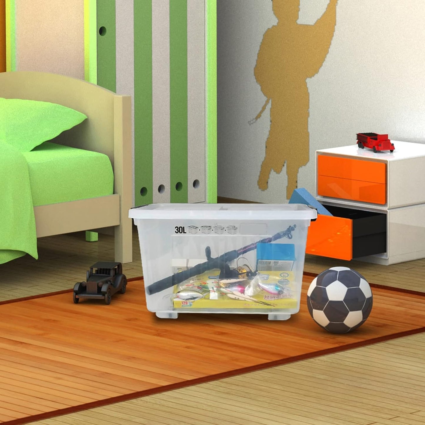 4 Packs 30 Liter Clear Large Storage Boxes Container with Lids and Wheels