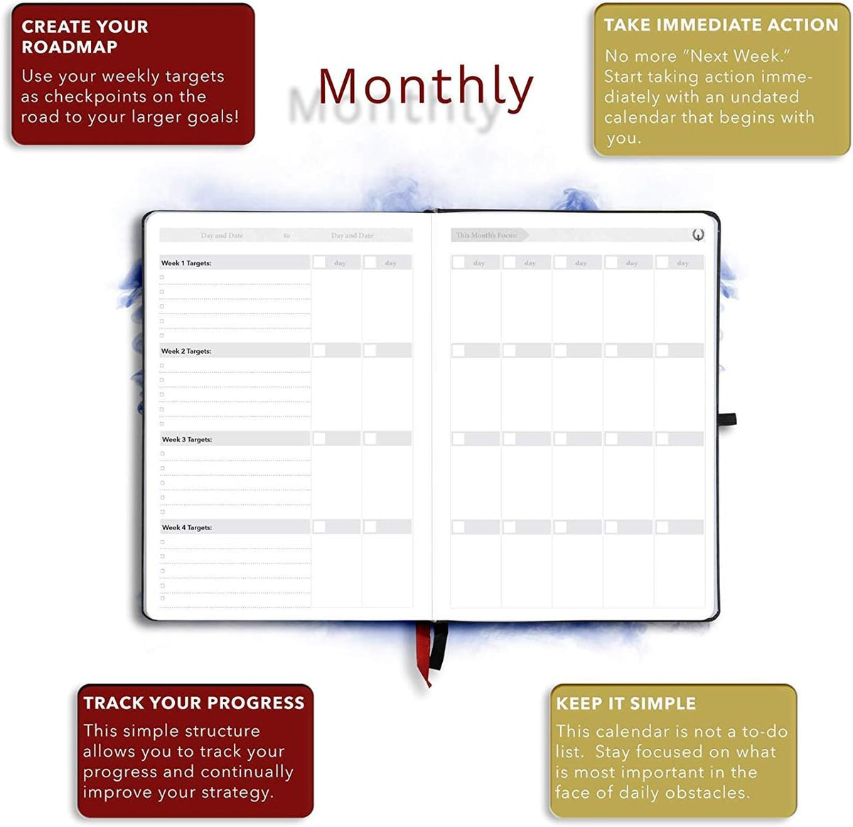 The Phoenix Journal - Best Daily Goal Planner, Organizer, & Calendar for Goal Setting, Gratitude, Happiness, & Productivity - Vision Board & Habit Tracking - 12 Weeks, Undated, Hardcover (Purple)