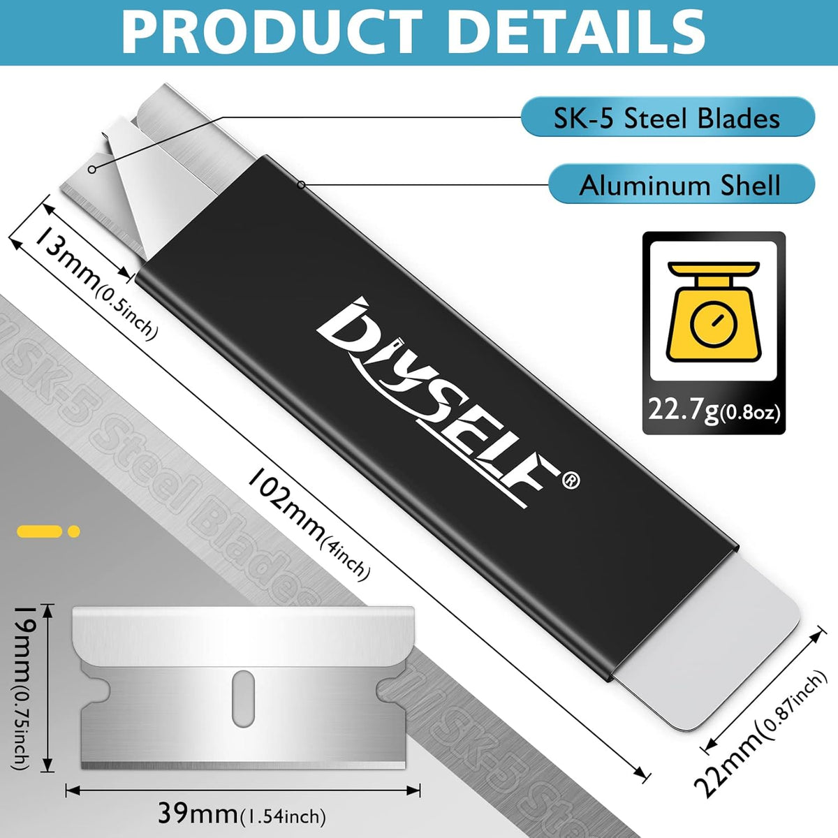 DIYSELF Utility Knife, 24-Pack Small Box Cutters with Single Edge Razor Blades, Retactable Knife, Metal Tough Sheath (Black)