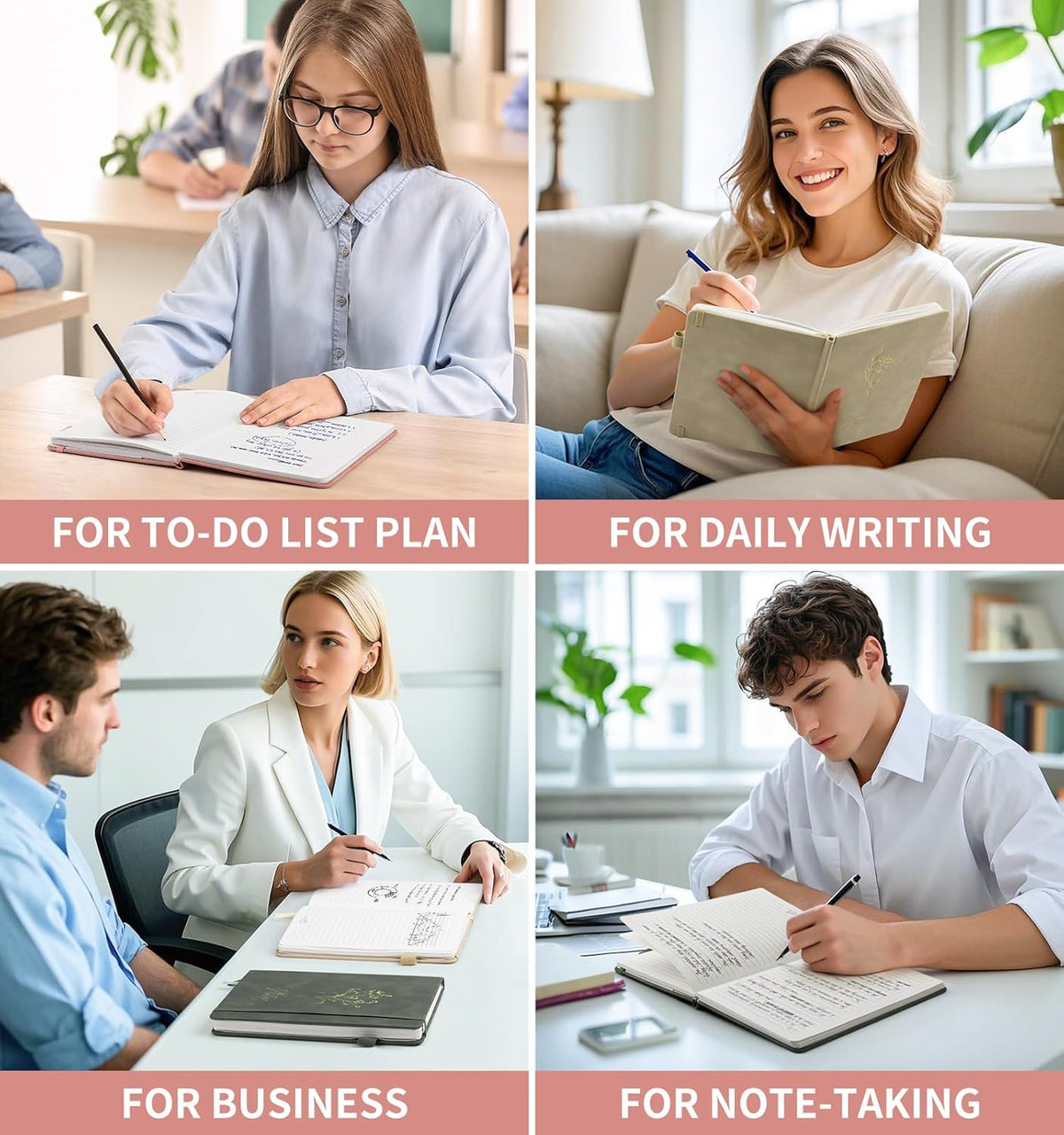 Lined Journal Notebook For Women, 200 Pages A5 Hardcover Leather Journals For Writing College Ruled Notebook For Work School Note Taking Business Diary Notepad 5.7β' X 8.3''-Pink