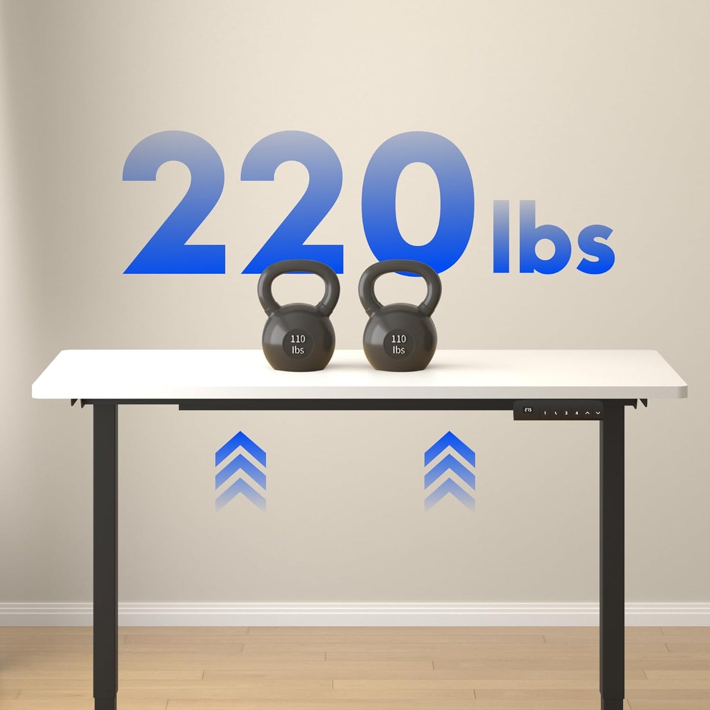 FLEXISPOT E3 Dual Motor Electric Standing Desk 48x30 Inch Whole-Piece Board Height Adjustable Electric Sit Stand Desk (Black Frame + White Desktop, 2 Packages)