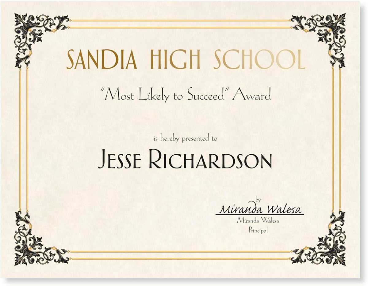 PaperDirect Black and Gold Accents on Renaissance Standard Certificates, 8½ x 11, 100 Count, Certificates And Awards Paper, For School, Work, Diplomas & Award Certificates