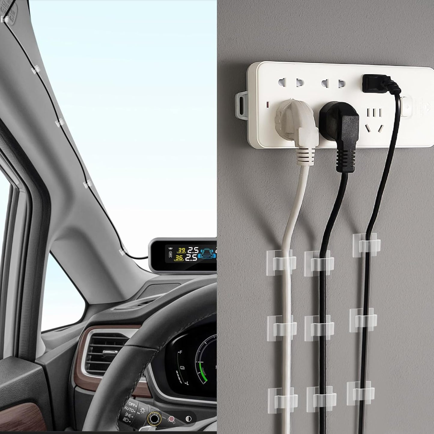 120PCS XHF Adhesive Cable Wire Clips Clear, Cable Holder Staples Outdoor Cable Management Wire Organizer Cord for Under Desk, Car, Wall, TV PC Ethernet Cable