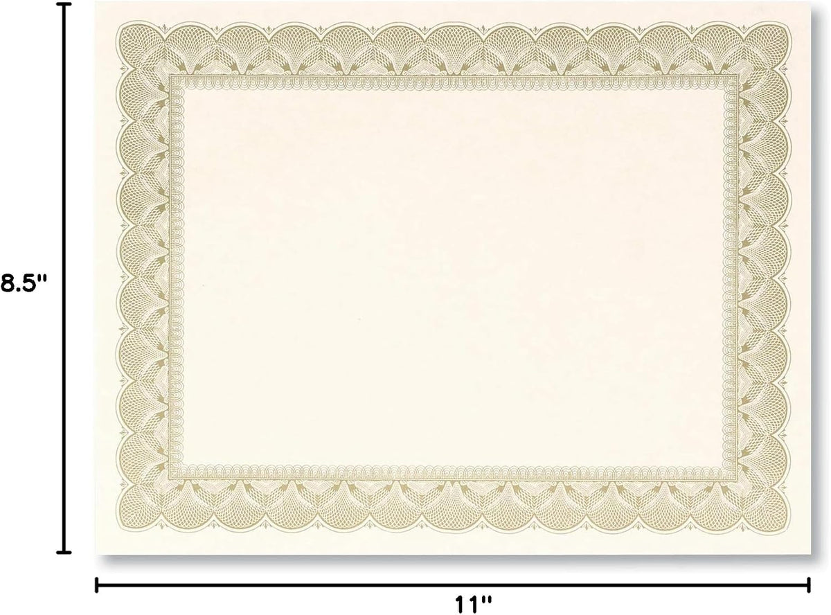 PaperDirect Gold Metallic Traditional Metal Colored Standard White Parchment Certificates, 8.5 x 11, 100 Count