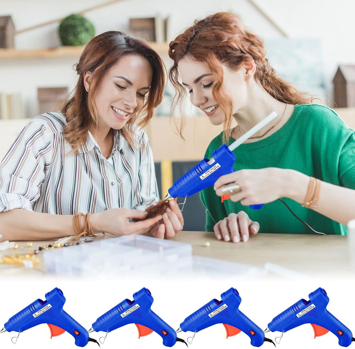 4 Pieces 100w Full Size Hot Glue Gun Heavy Duty Hot Glue Gun Kit for DIY Crafts Projects Home Repair(Blue)