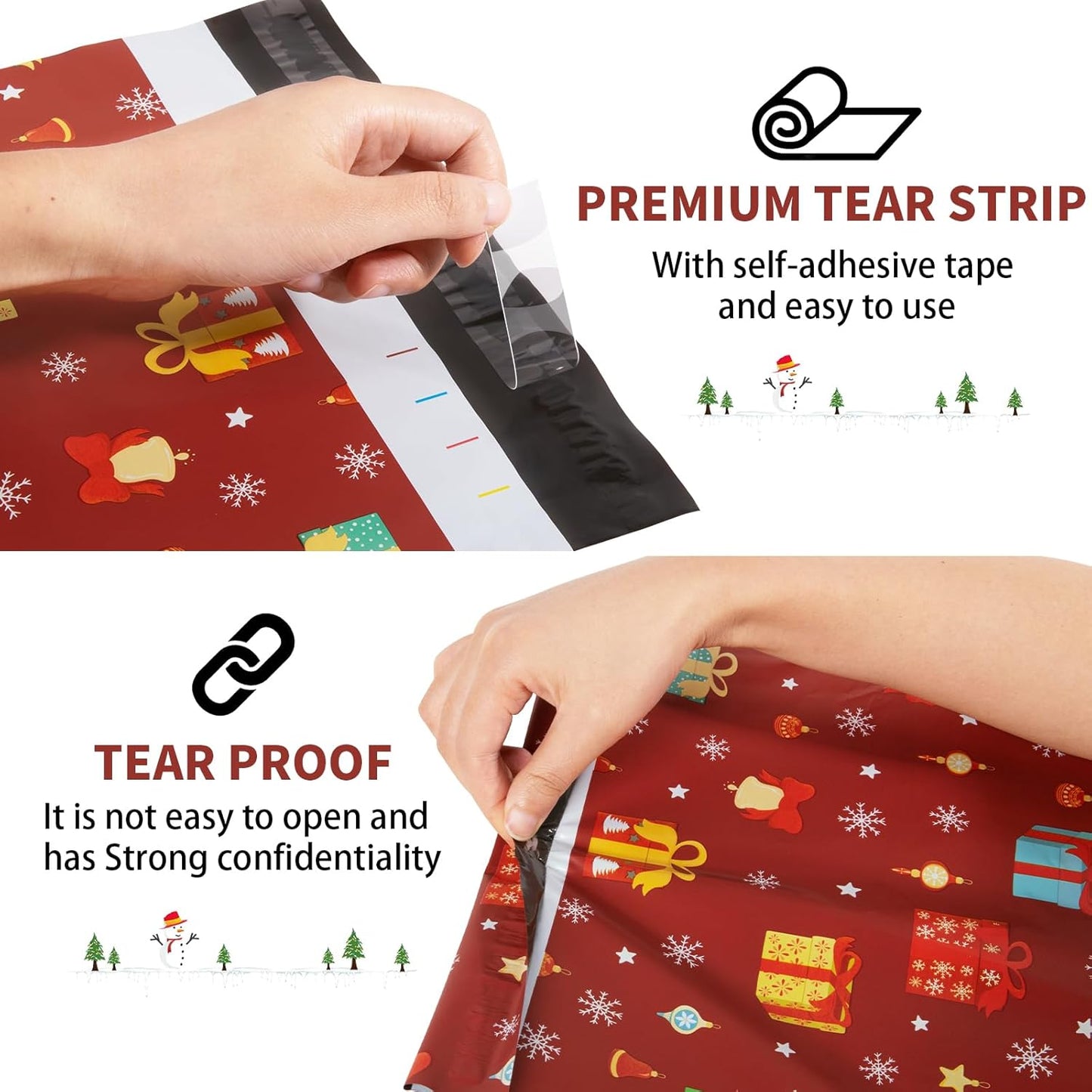 Oududianzi Christmas Poly Mailers 6x9, 100Pack Christmas Shipping Bags, Mailing Bags, Christmas Mailers Poly Bags for Shipping, Holiday Polymailer Packaging Bags for Christmas Gift