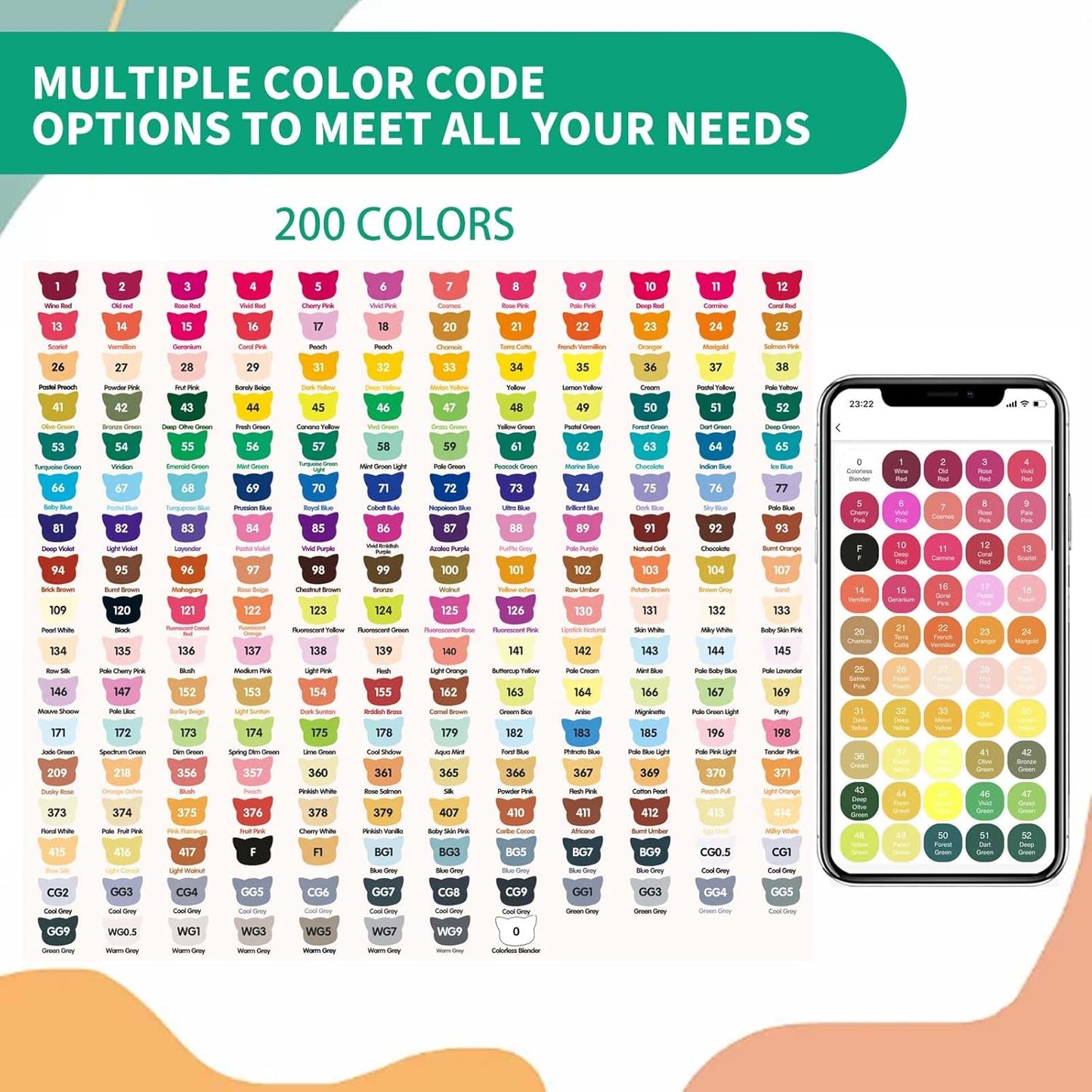 200 Colors Alcohol Markers with Free App, Dual Tip Art Marker with Kickstand Case for Artists Adults and Kids. Alcohol Based Markers for Coloring Painting Sketching and Drawing, Great Gift