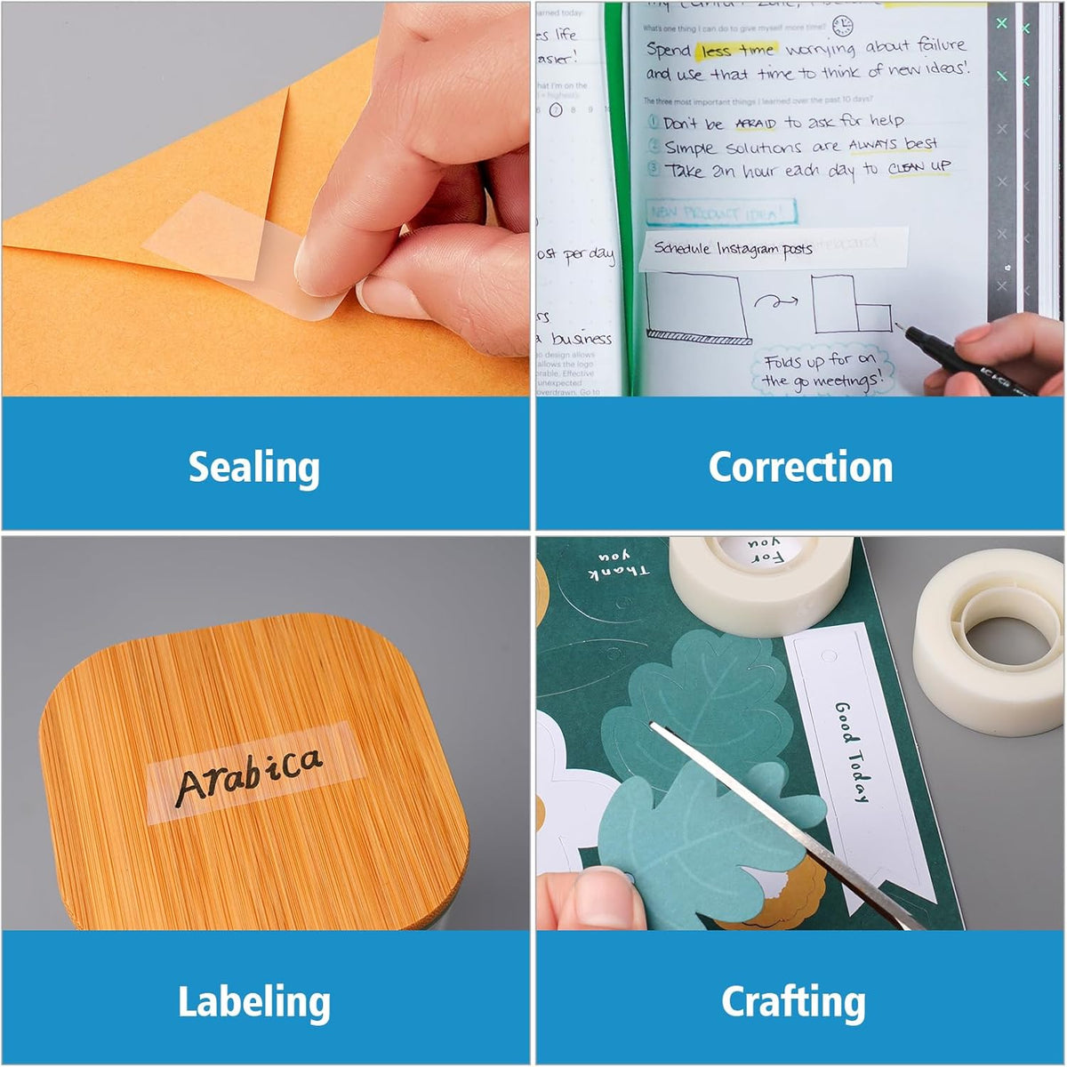 FeFu 48 Rolls Invisible Tape Refills 3/4 Inch X 1000 in, Translucent Tape for Dispenser Refill 1 Inch Core Easy Tear