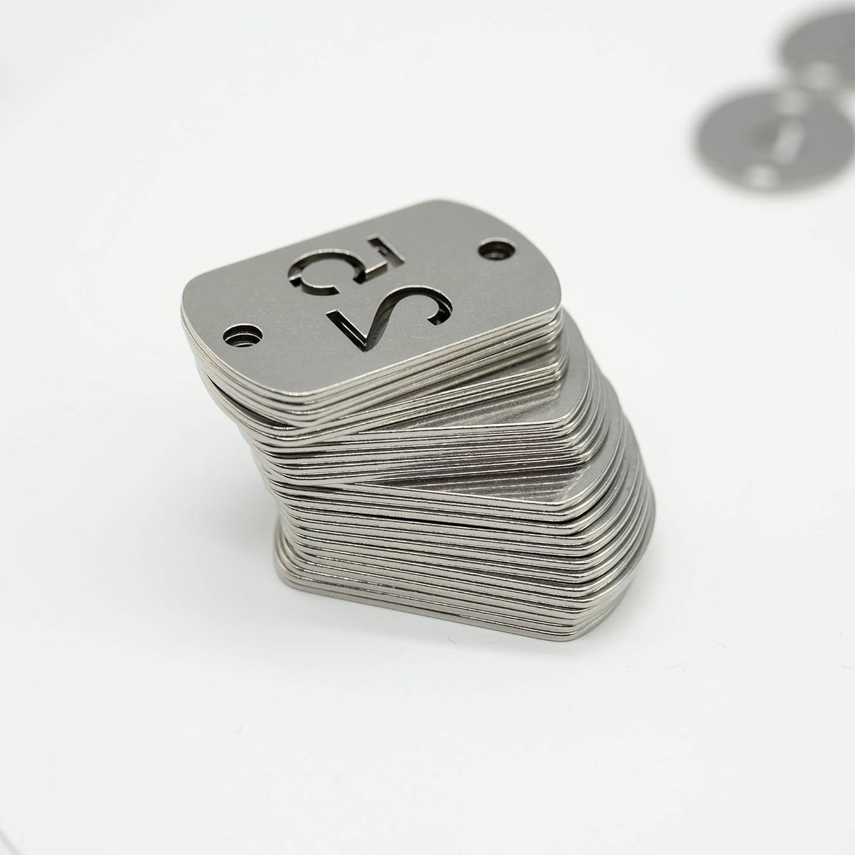 StayMax Rectangular Hollowed Stainless Steel Number Tags Key Tags with Two Holes (1-25)