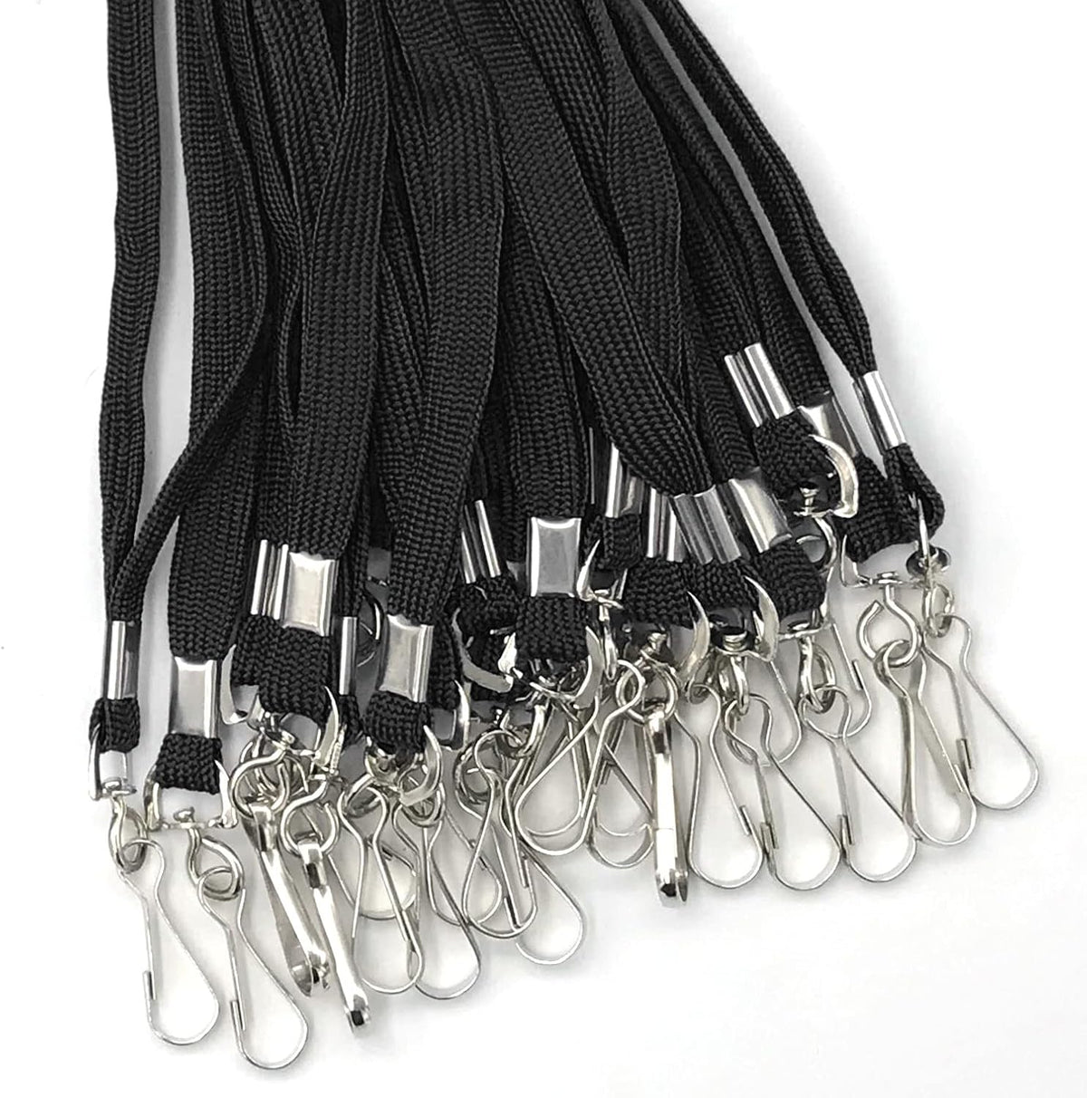 Beebel Lanyards 100 Pack Black Lanyards with Swivel Hook Clips for ID Name Badge Holder