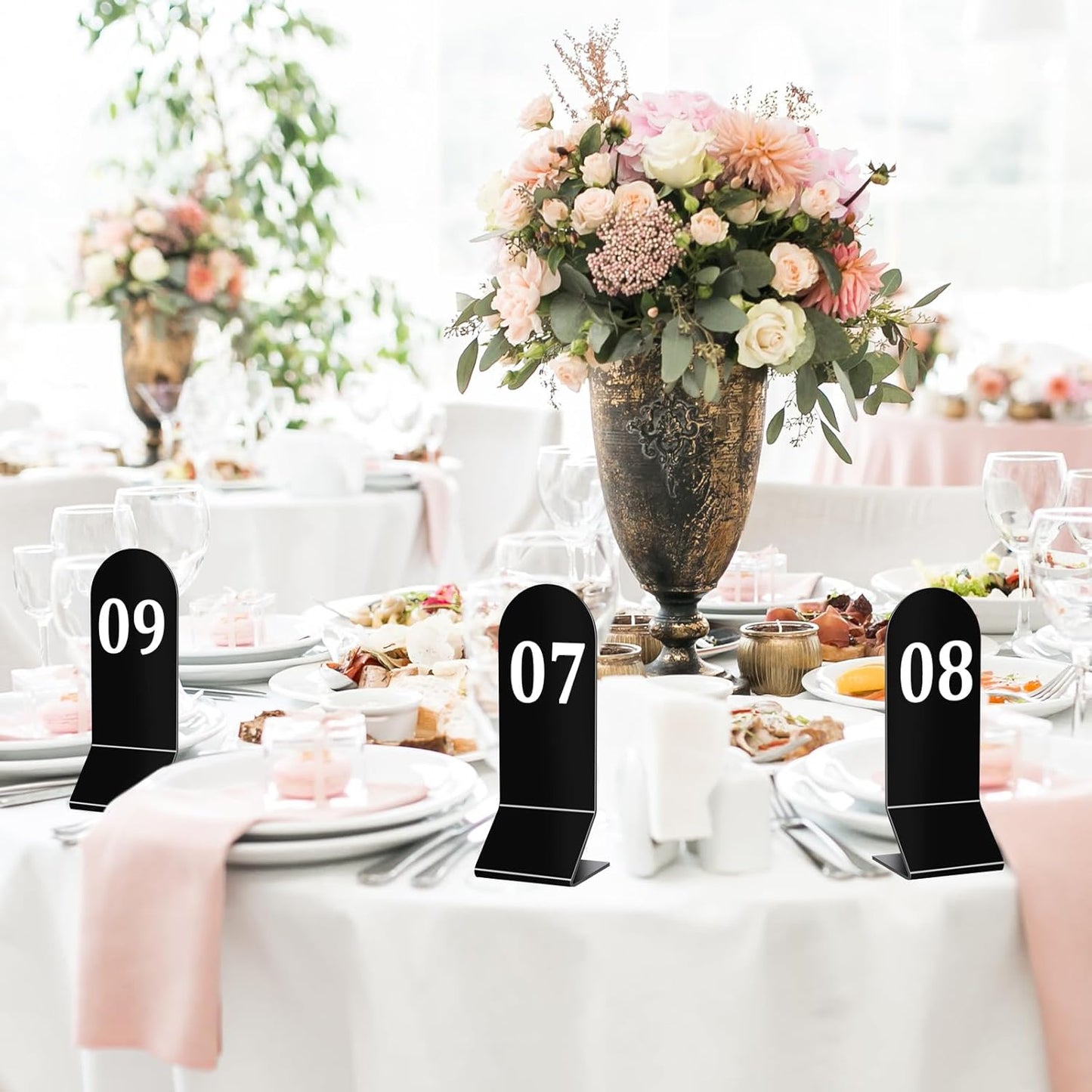 25 Pcs Table Numbers 1-25, Acrylic Double Sided Number Cards Wedding Table Numbers Restaurant Reception Number Stands Signs for Wedding Restaurant Seating Cafes Banquet 2.36 x 6.3 Inch(Black)