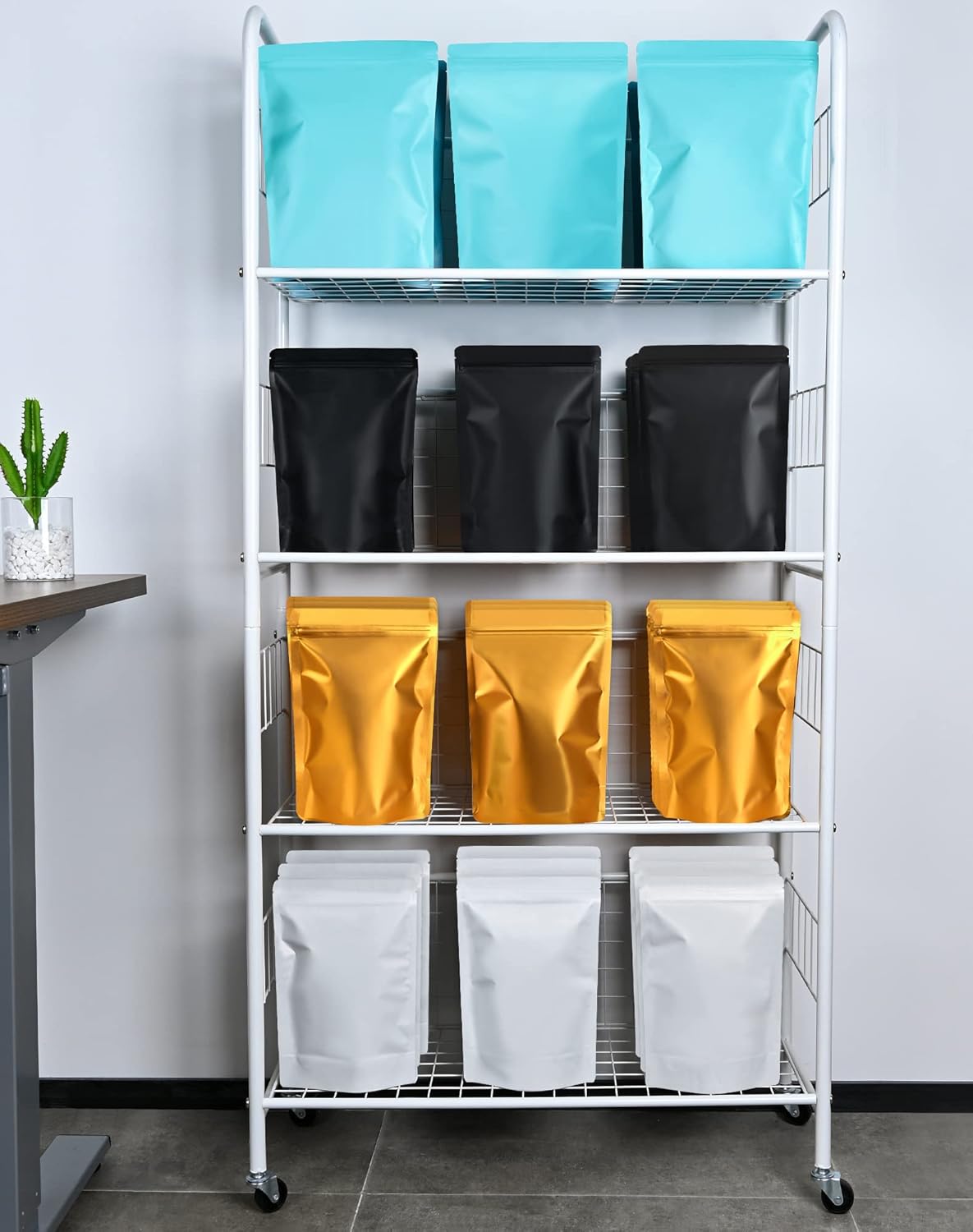 100 Pack Resealable Stand Up Bags,6.3" x 9.4" Smell Proof Pouch Sealable Foil Pouch Bags for Packaging (White)