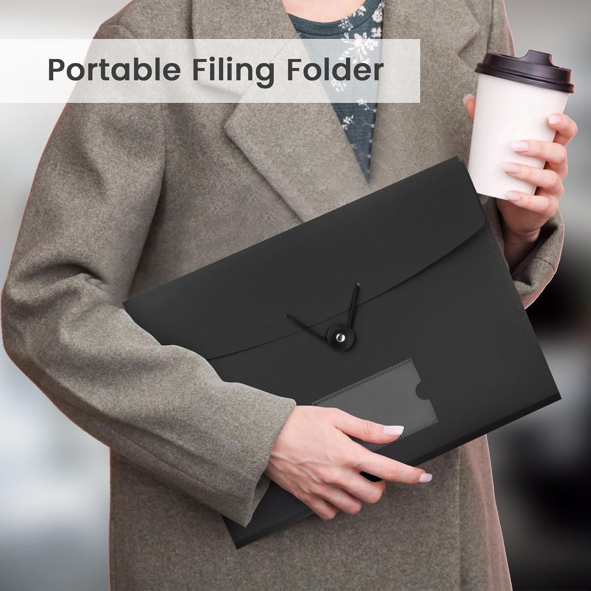 Accordion File Organizer, 7 Pockets Expanding File Folder with Labels, A4/Letter Size Portable Folders for Documents, Paper Organizer for School Office Supplies, Black