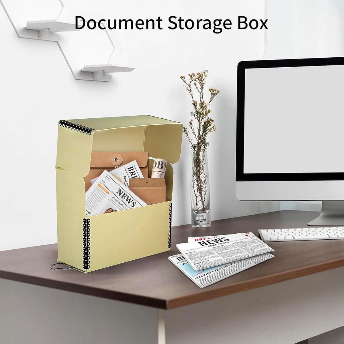 Lineco Archival Document Storage Box with Metal Edge, Acid-Free Tan Boxboard, Organize and Store Files, Prints, Photos, Letter-Sized Case 12.5" x 10.5" x 5" Wide