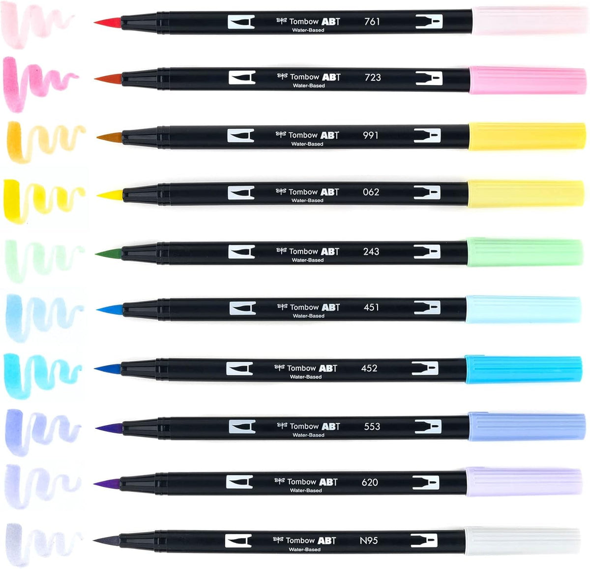 Tombow 56187 Dual Brush Pen Art Markers, Pastel, 10-Pack. Blendable, Brush and Fine Tip Markers