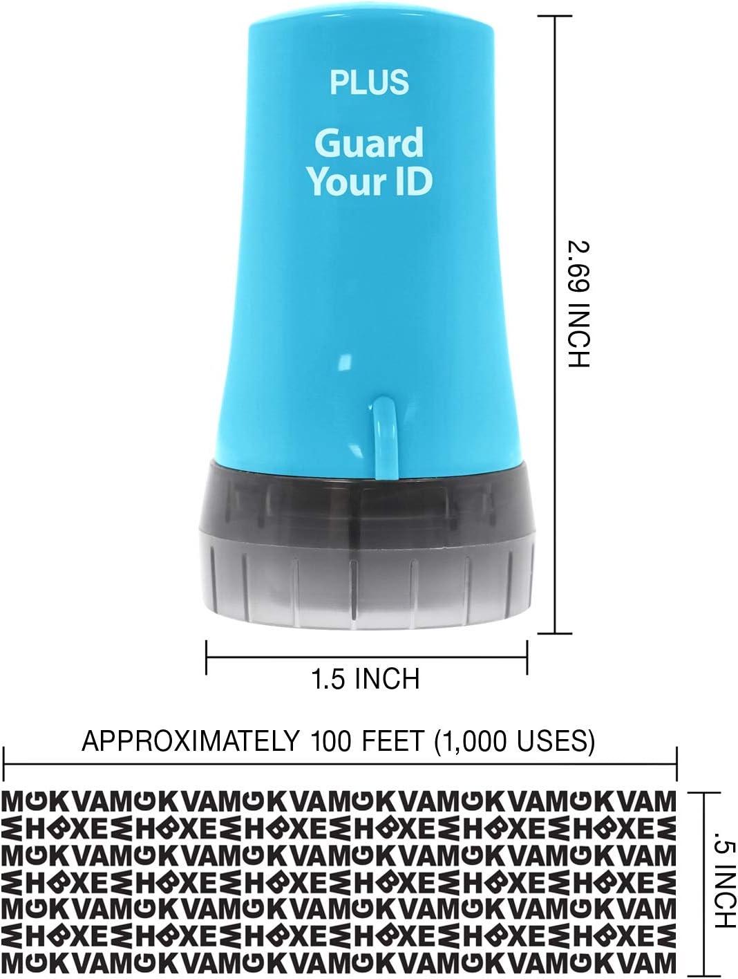 Plus The Original Guard Your ID Advanced Security Roller 2.0 for Identity Theft Prevention Stamping Turquoise