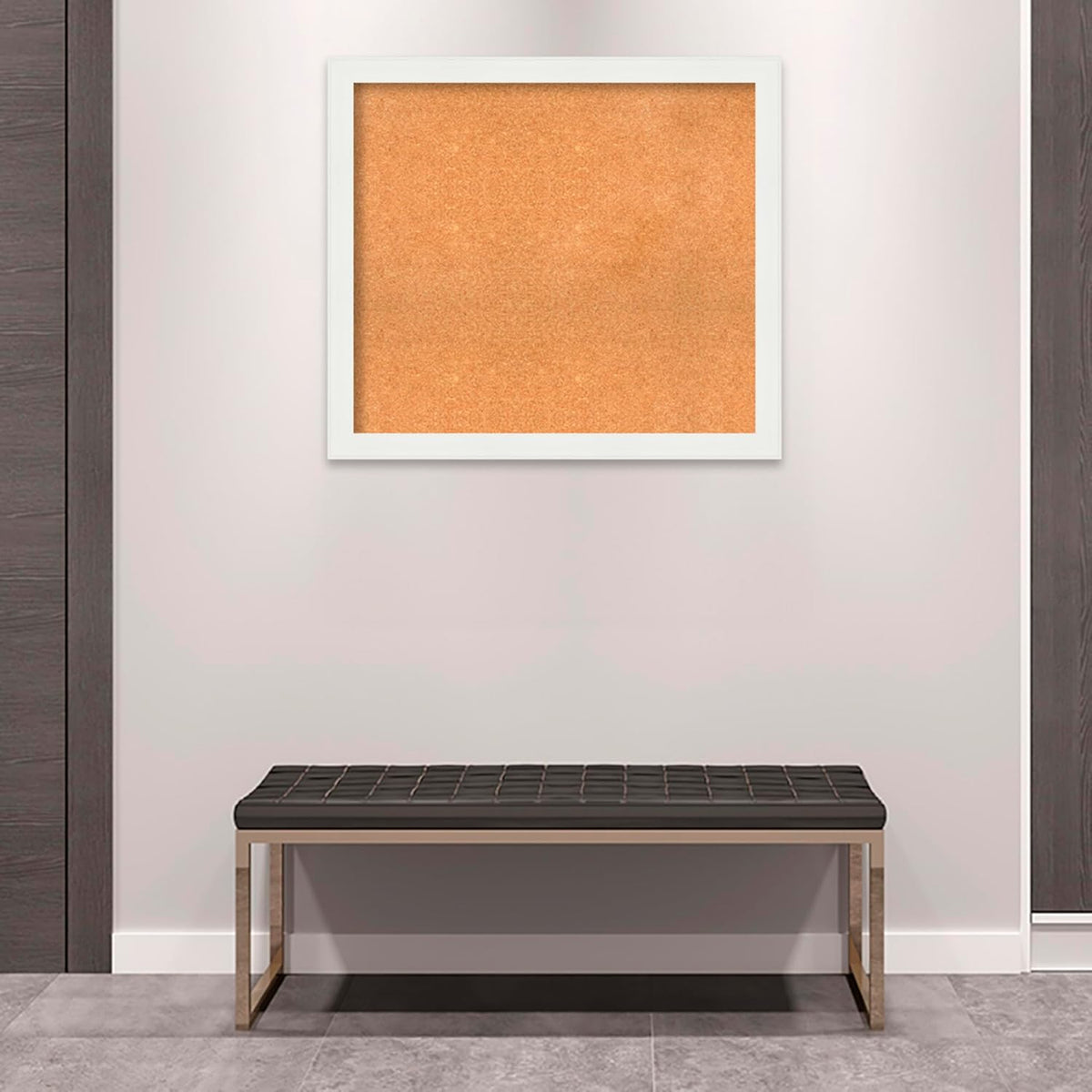 Amanti Art Natural Cork Board for Wall, 31x35 Vision Board with White Frame, Large Corkboard Office Decor for Home Organization, Casual Corkboard Pinboard to Display Items for Home Organization in