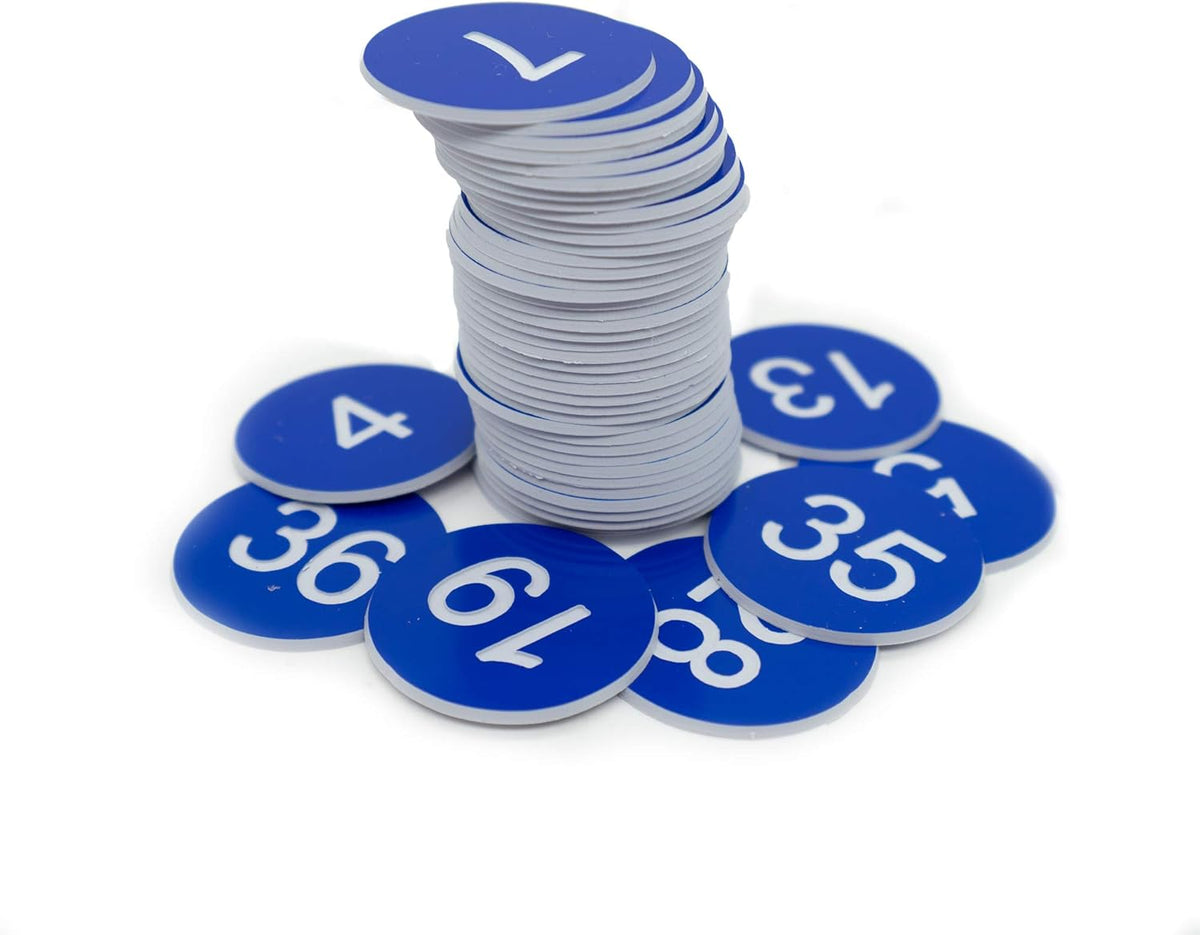 StayMax Plastic Number Tags Engraved Numbered Tags Without Hole (101-200, Blue)