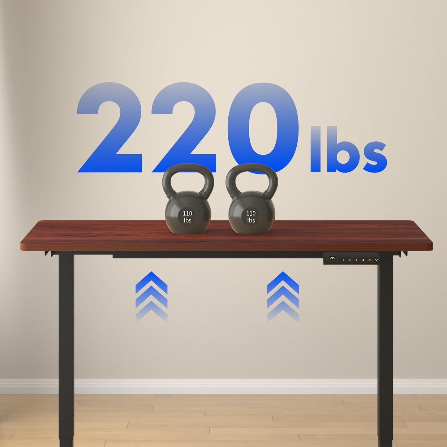 FLEXISPOT E3 Dual Motor Electric Standing Desk 60x24 Inch Whole-Piece Board Height Adjustable Electric Sit Stand Desk (Black Frame + Mahogany Desktop, 2 Packages)