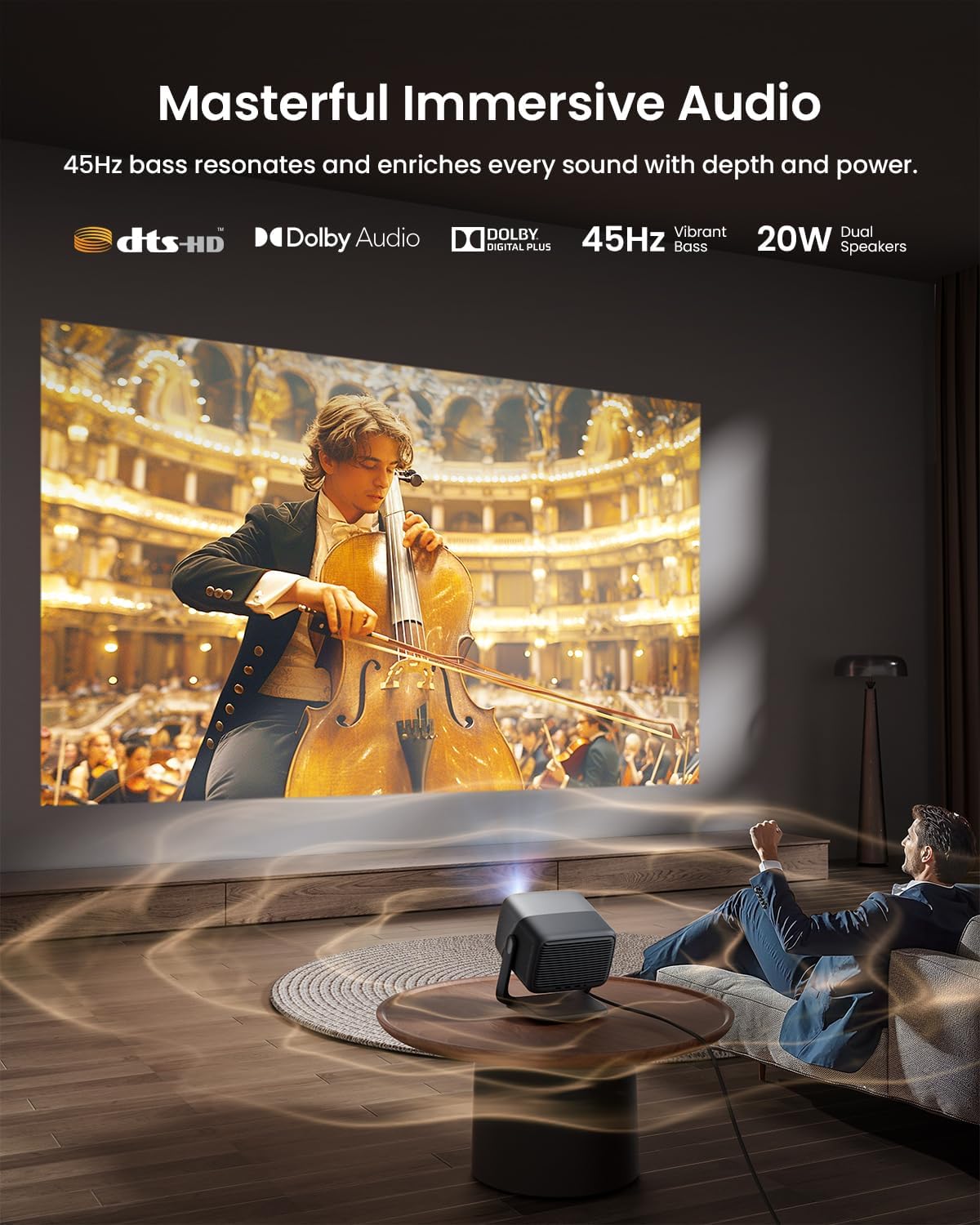 JMGO N1S Ultra 4K Triple Laser Projector with Ceiling Mount