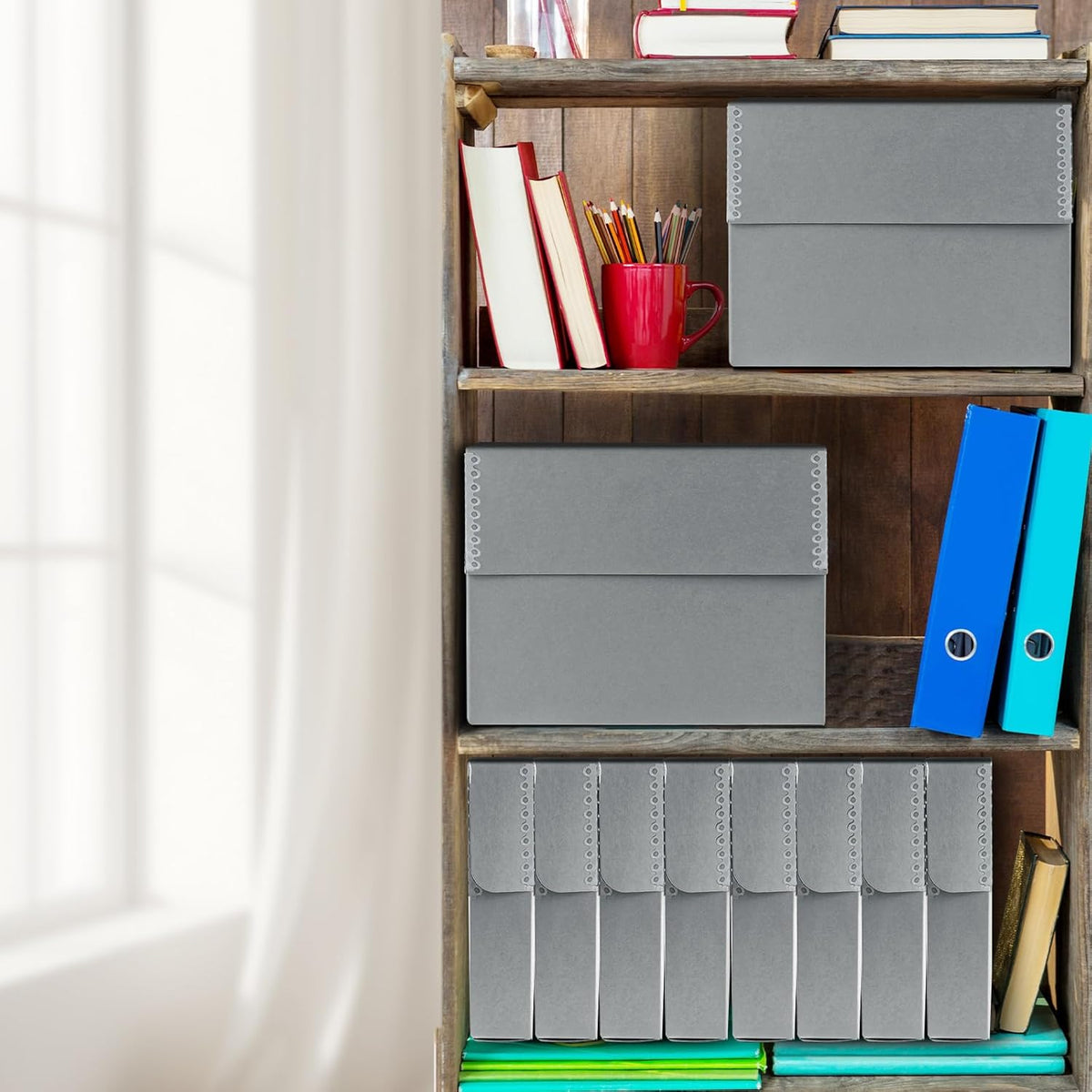 Lineco Archival Document Storage Box with Metal Edge, Acid-Free Gray Boxboard, Organize and Store Files, Prints, Photos, Letter-Sized Case 12.5" x 10.5" x 2.5" Wide