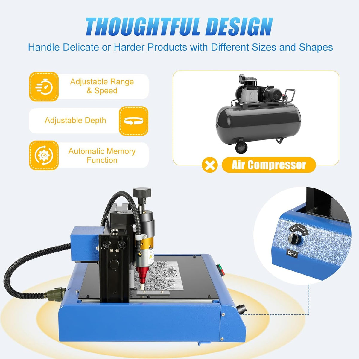 Wawuwao Electric Metal Marking Machine, 400W Metal Tag Nameplate Engraving Machine for Fixed Characters, Serial Numbers, Dates, Graphics Marking