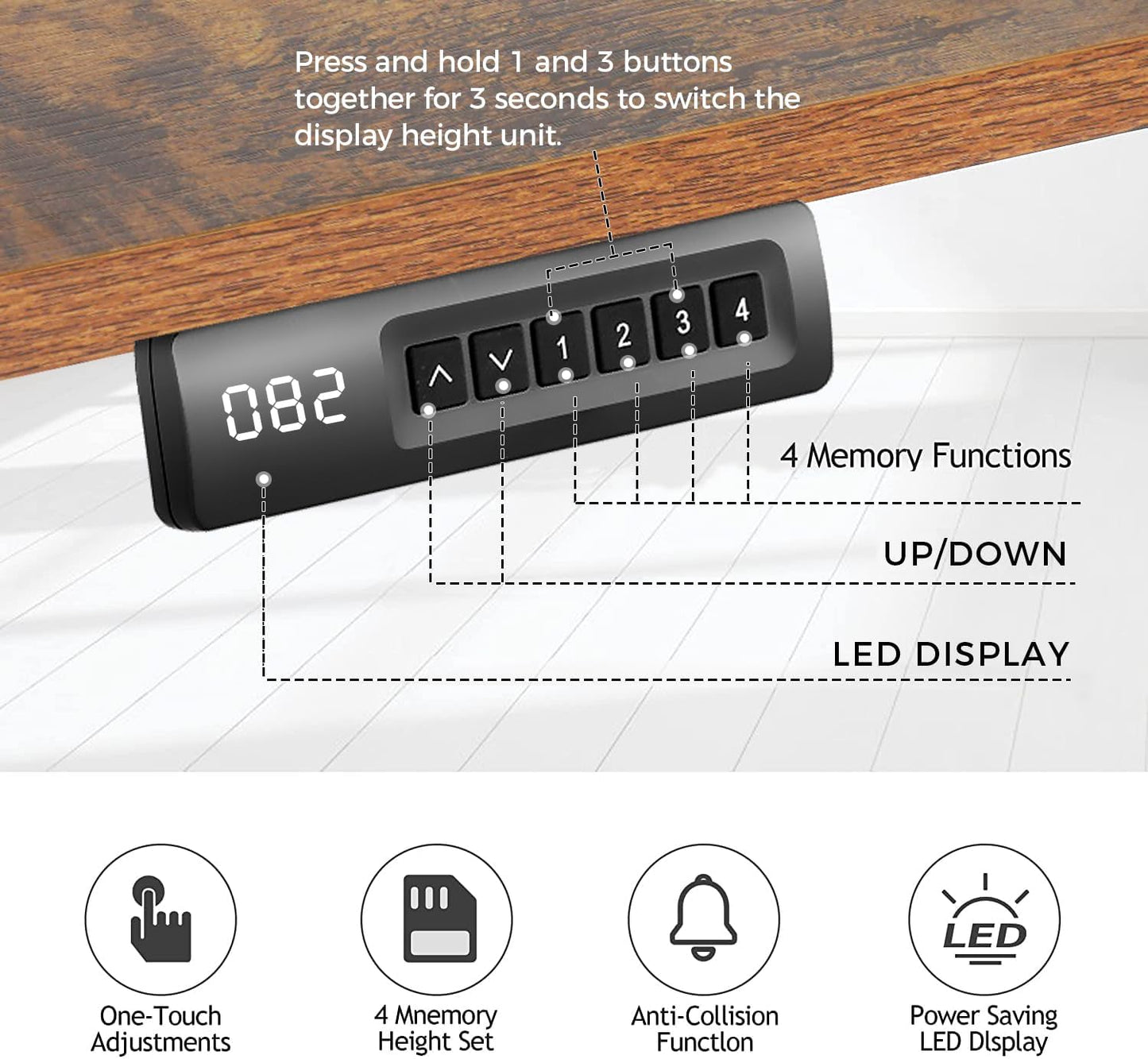 Electric Standing Desk 63 x 24 Inches Adjustable Height Ergonomic Sit Stand Up Desk Curved for Home Office Computer Workstation with 2 USB Ports 3 Power Outlets Memory Preset Wheels, Brown