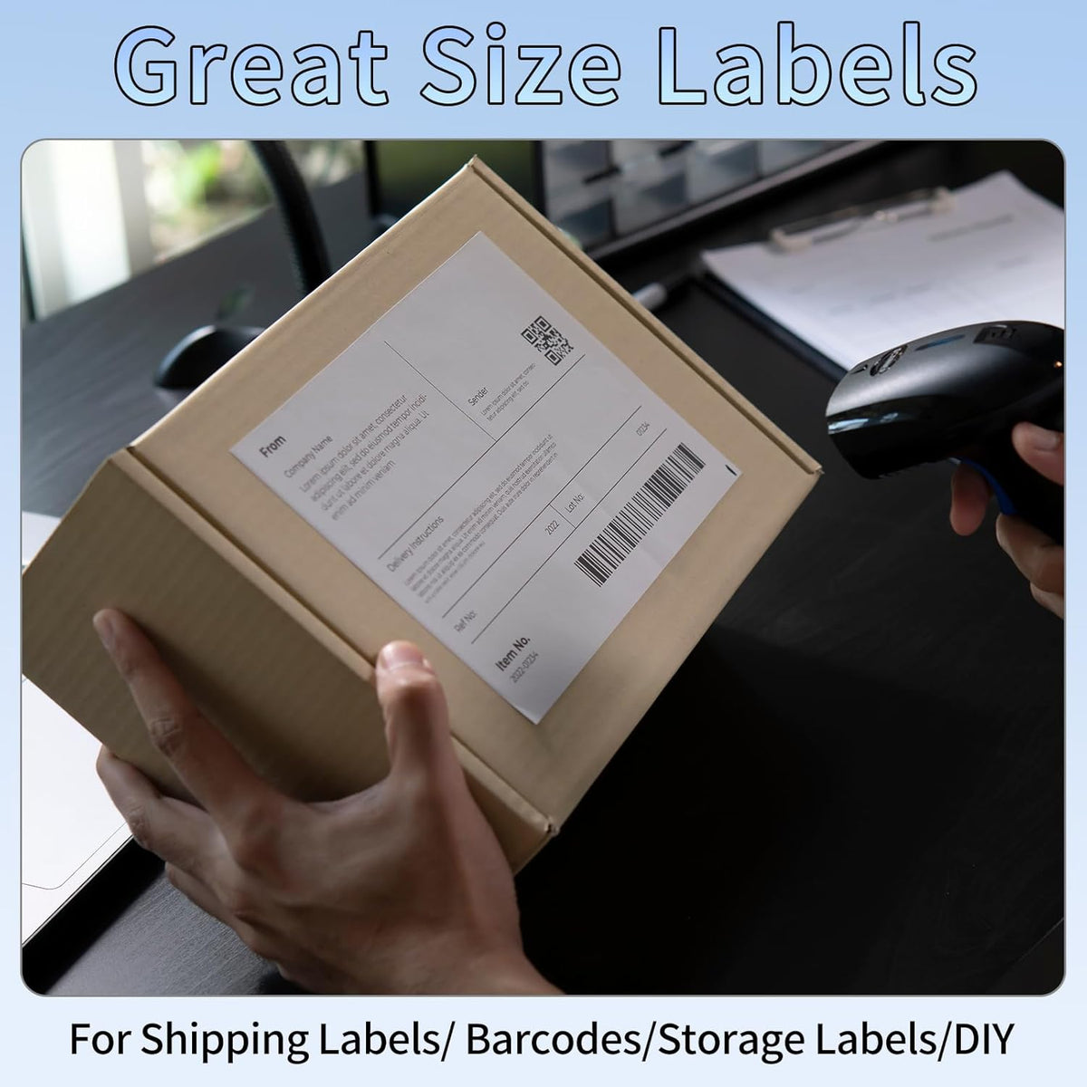 Full Sheet Sticker Paper, 8.5" x 11" Full Page Labels for Laser & Inkjet Printers, 100 Labels
