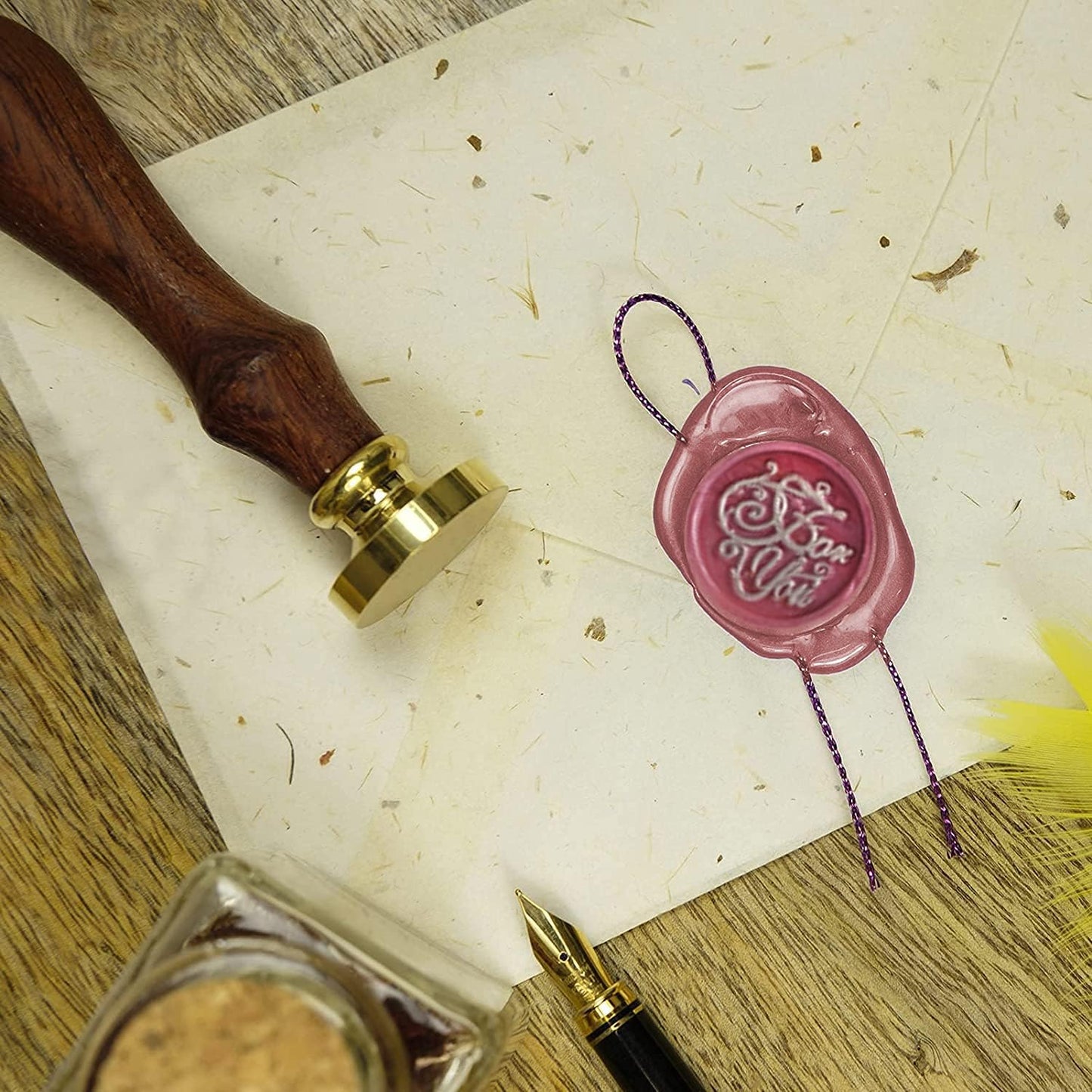 YIPLED Sealing Wax Kit, 310 Pcs With Beads, 2 Pens, Warmer, Stamp Spoon and Candles for Letter Sealing, Envelopes, Custom Invitations - 15 Colors