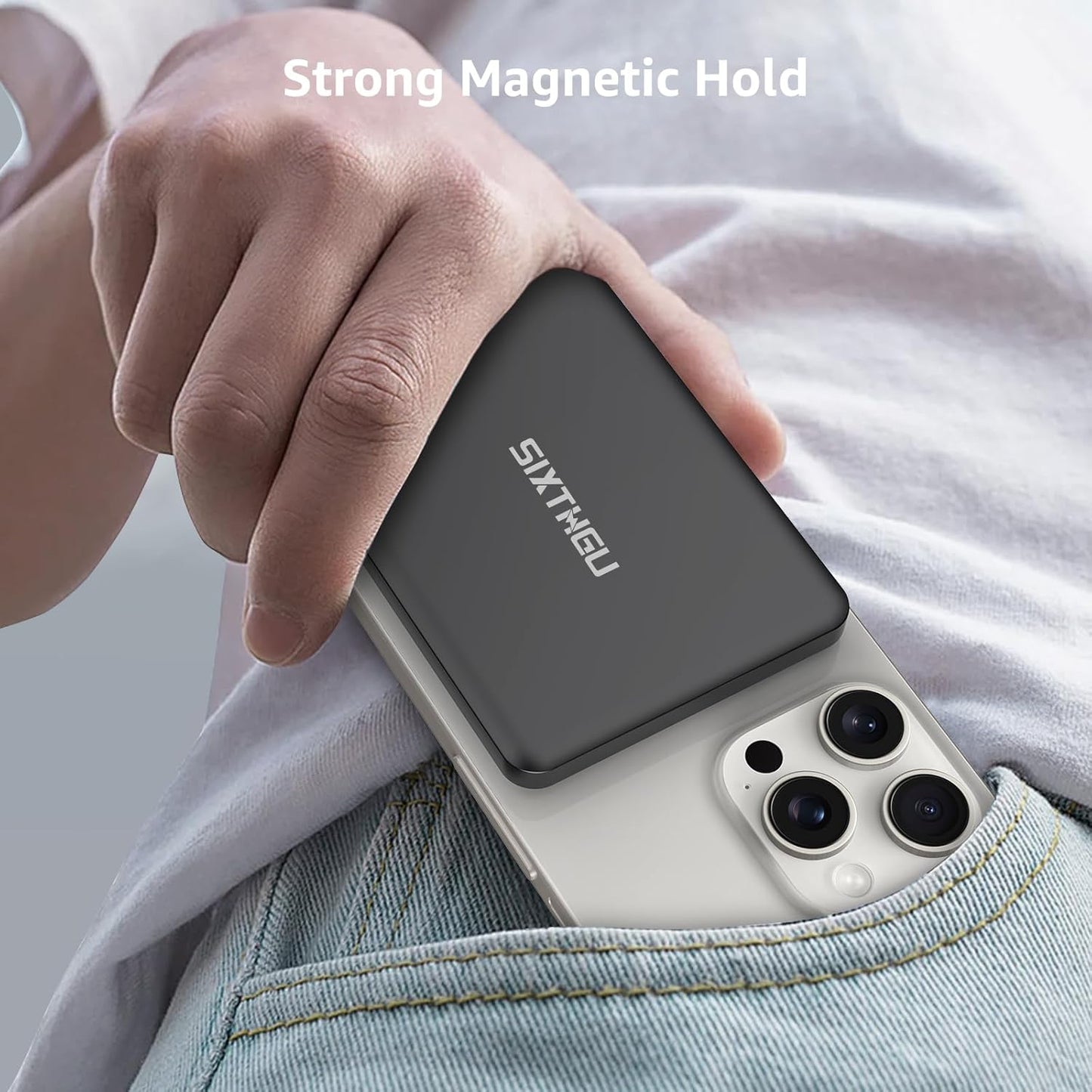 Magnetic Slim Portable Charger, 5000mAh Wireless Power Bank, S05 PD 22.5W Fast Charging USB C Battery Pack Compatible with iPhone 16/15 Series/14/13/12 Series